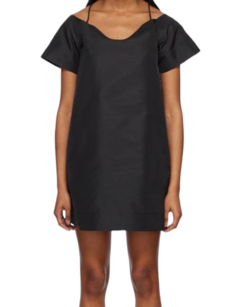 Ganni dress straight neck minidress black size 36 (US 4)